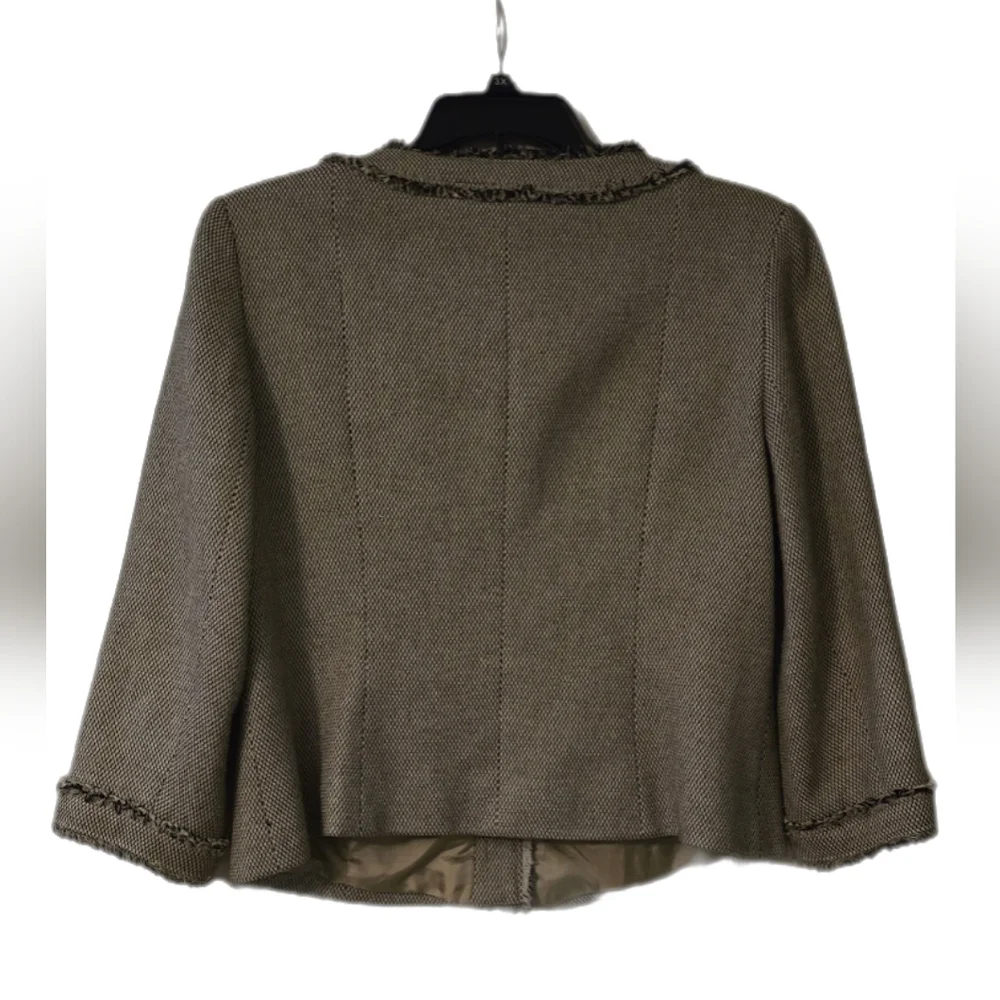 😍Lafayette 148 NY Women Career Beige/Brown Cotton Blend Tweed Blazer Sz 14 - Picture 2 of 4